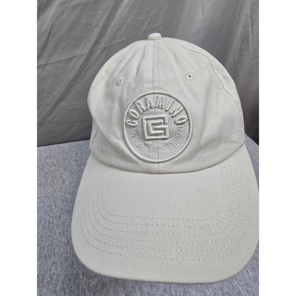 cream-colored Gran Coramino brand dad hat featuring 3D and flat embroidery on a